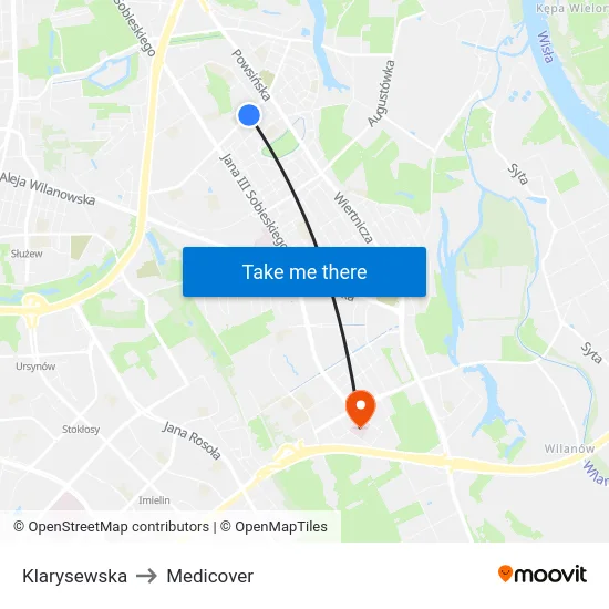 Klarysewska to Medicover map