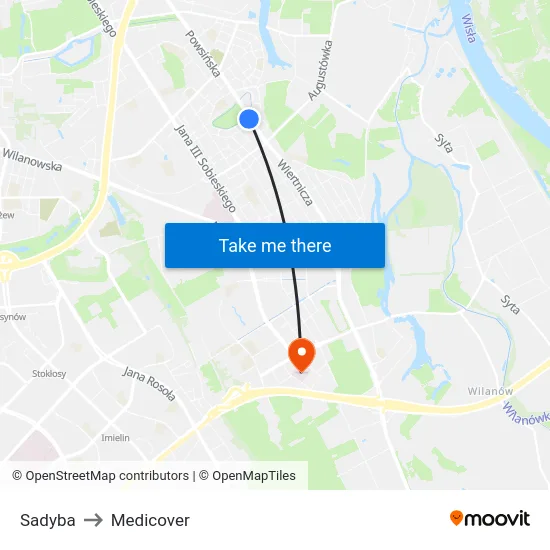 Sadyba to Medicover map