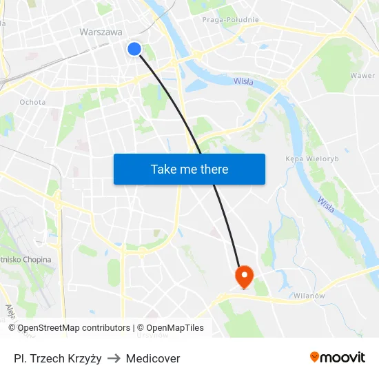 Pl. Trzech Krzyży to Medicover map