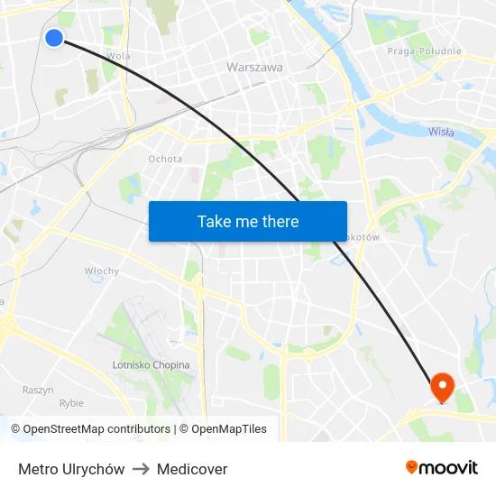 Metro Ulrychów to Medicover map