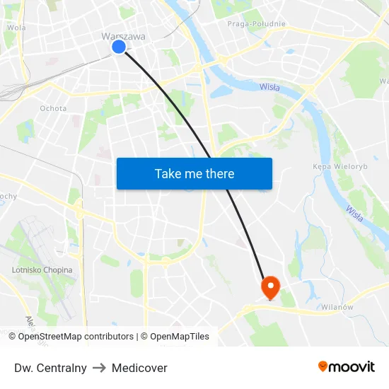 Dw. Centralny to Medicover map