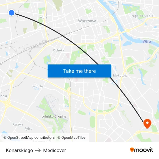 Konarskiego to Medicover map
