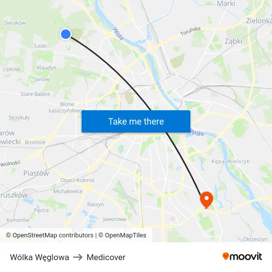 Wólka Węglowa to Medicover map