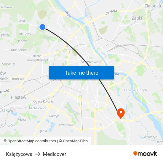 Księżycowa to Medicover map
