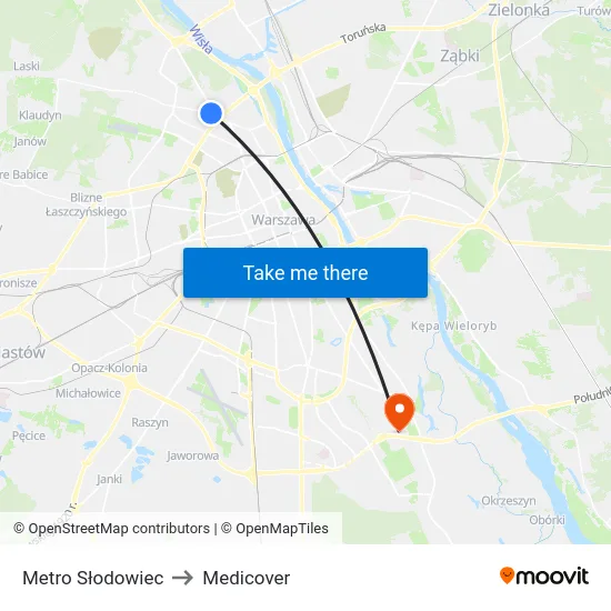 Metro Słodowiec to Medicover map