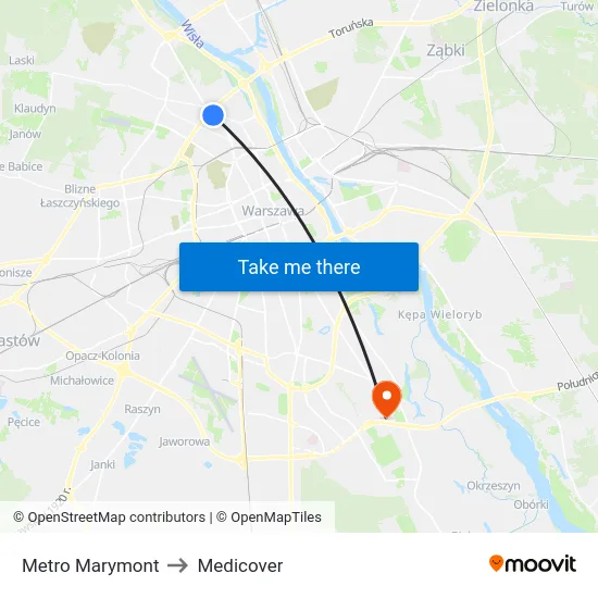 Metro Marymont to Medicover map