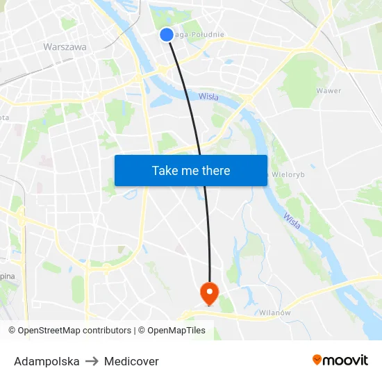 Adampolska to Medicover map