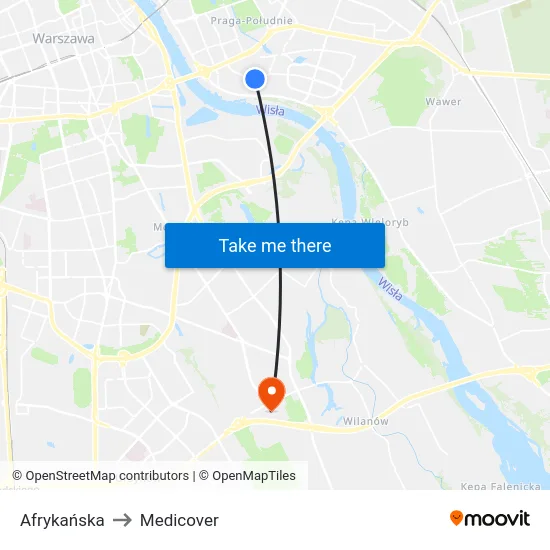 Afrykańska to Medicover map