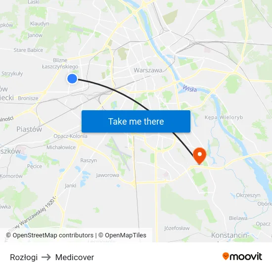 Rozłogi to Medicover map