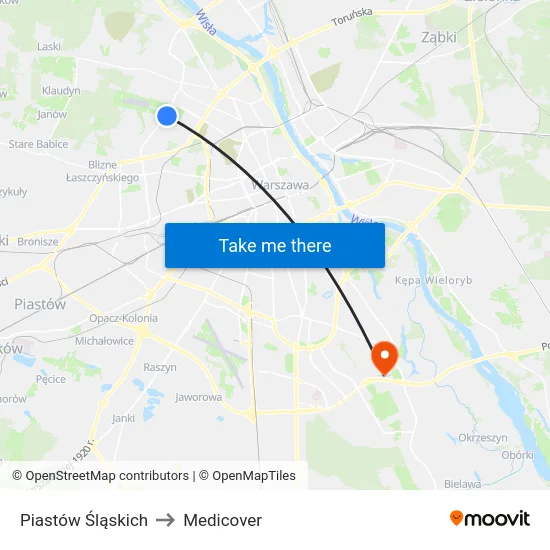 Piastów Śląskich to Medicover map