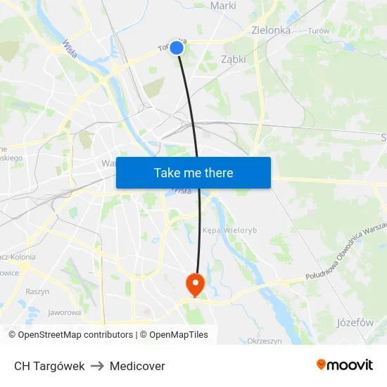 CH Targówek to Medicover map