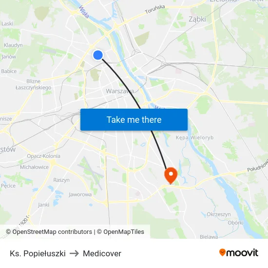 Ks. Popiełuszki to Medicover map