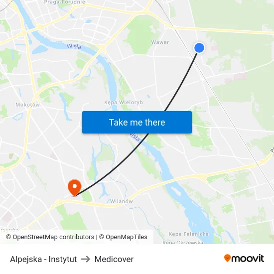 Alpejska - Instytut to Medicover map