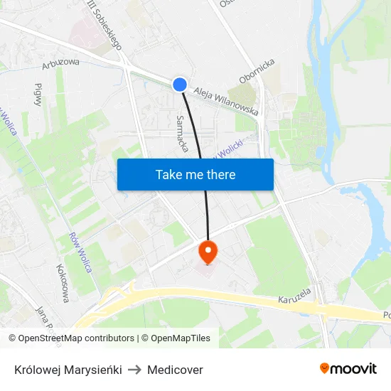 Królowej Marysieńki to Medicover map