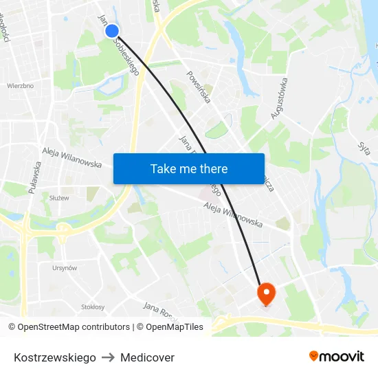 Kostrzewskiego to Medicover map