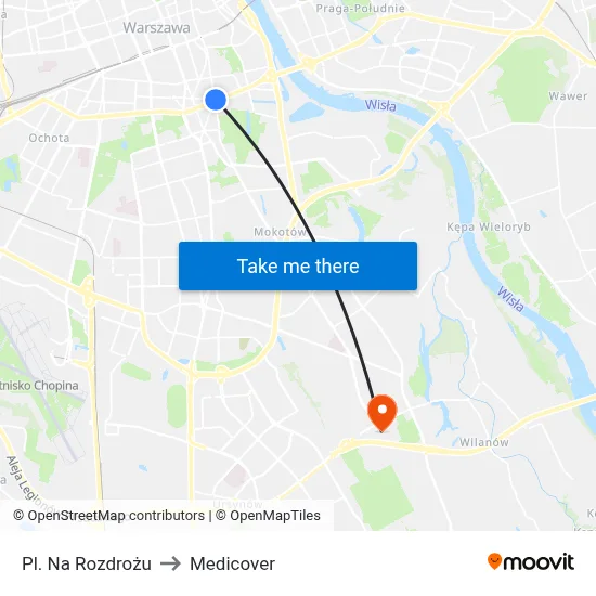 Pl. Na Rozdrożu to Medicover map