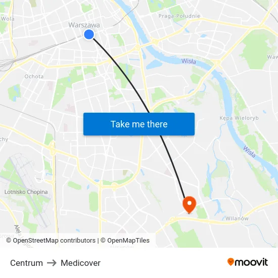 Centrum to Medicover map