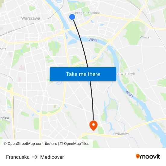 Francuska to Medicover map