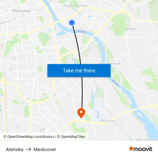 Ateńska to Medicover map