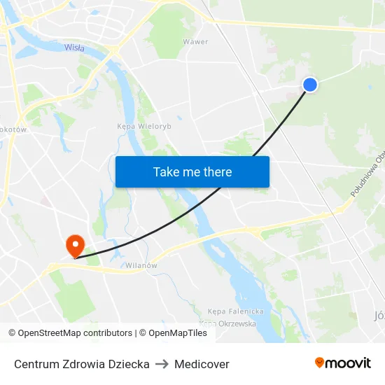 Centrum Zdrowia Dziecka to Medicover map