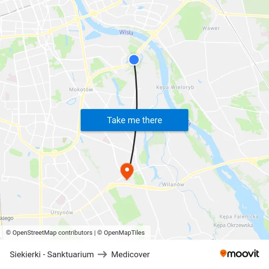 Siekierki - Sanktuarium to Medicover map