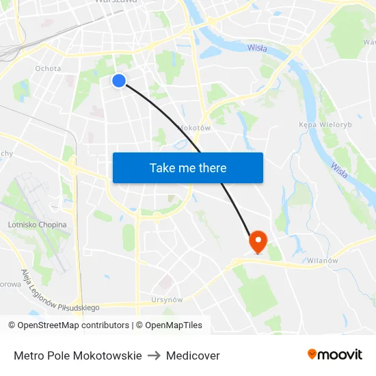 Metro Pole Mokotowskie to Medicover map