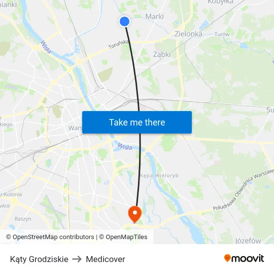 Kąty Grodziskie to Medicover map