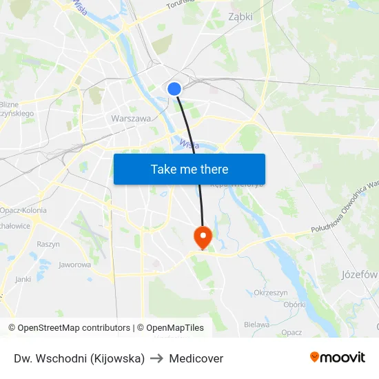 Dw. Wschodni (Kijowska) to Medicover map