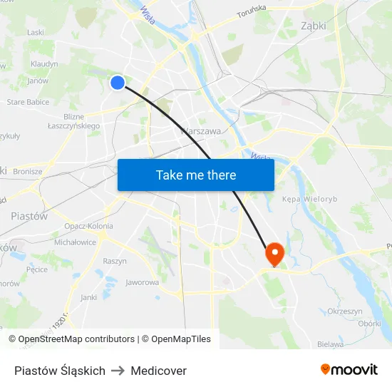 Piastów Śląskich to Medicover map
