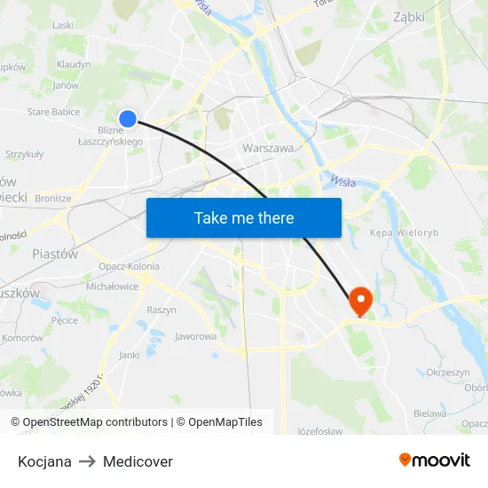 Kocjana to Medicover map