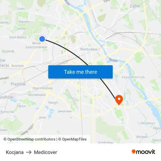 Kocjana to Medicover map