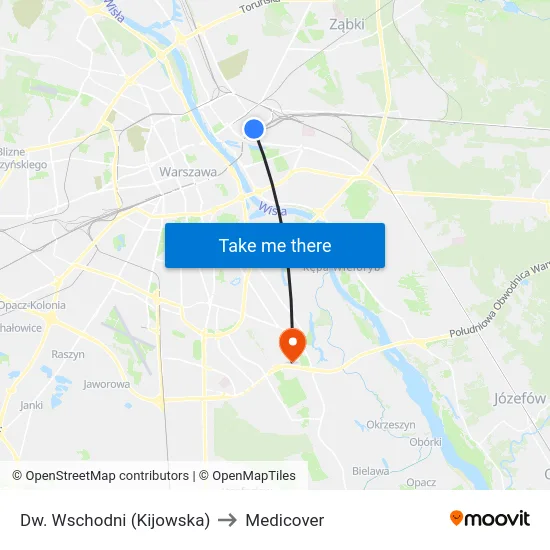 Dw. Wschodni (Kijowska) to Medicover map