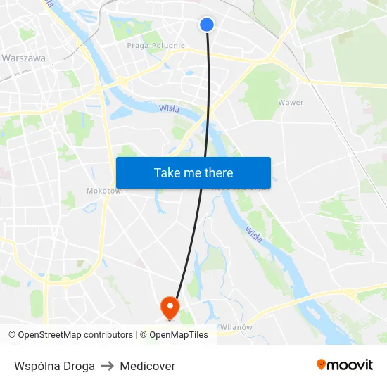 Wspólna Droga to Medicover map