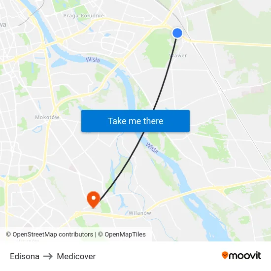 Edisona to Medicover map