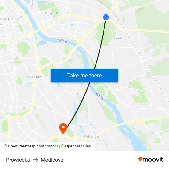 Płowiecka to Medicover map