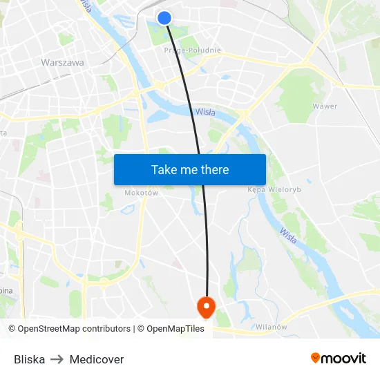 Bliska to Medicover map