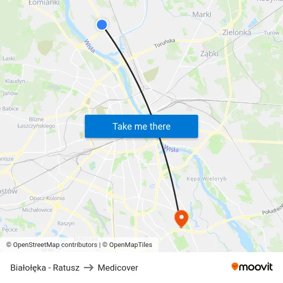Białołęka - Ratusz to Medicover map