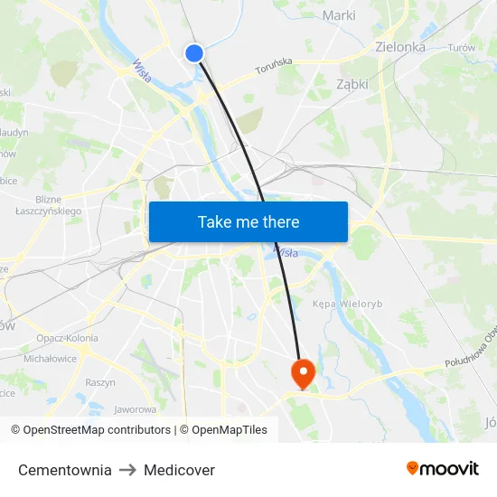 Cementownia to Medicover map