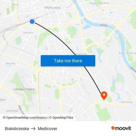 Białobrzeska to Medicover map