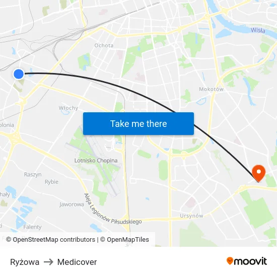 Ryżowa to Medicover map