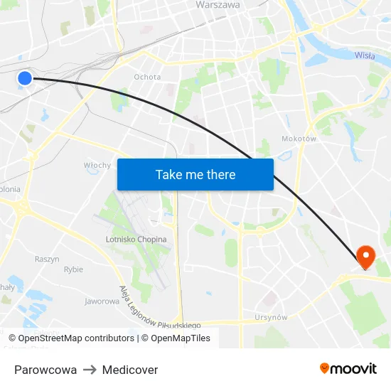 Parowcowa to Medicover map