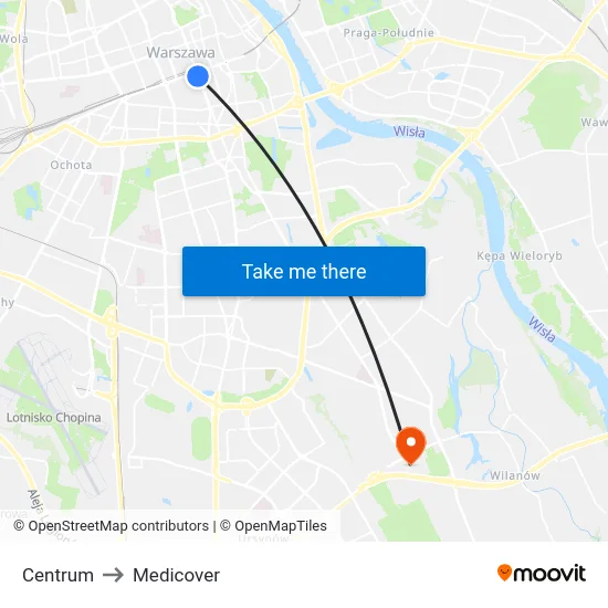 Centrum to Medicover map