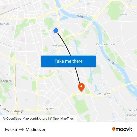 Iwicka to Medicover map
