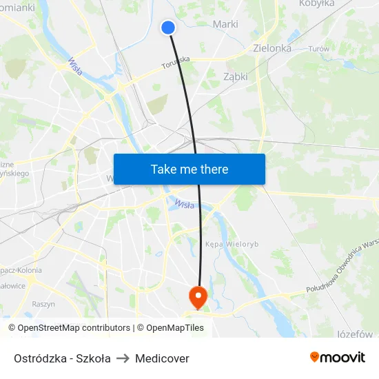 Ostródzka - Szkoła to Medicover map