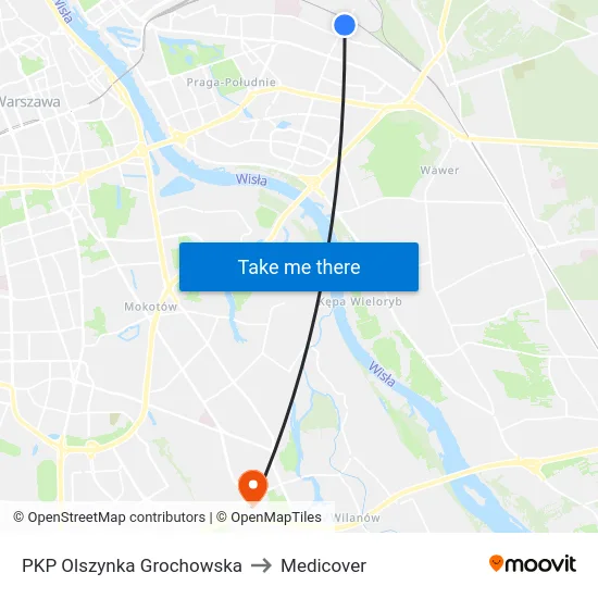 PKP Olszynka Grochowska to Medicover map