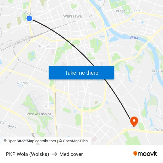 PKP Wola (Wolska) to Medicover map