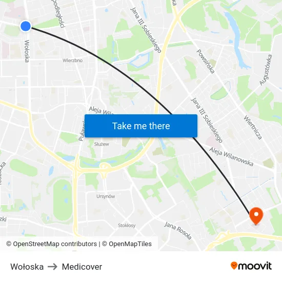 Wołoska to Medicover map