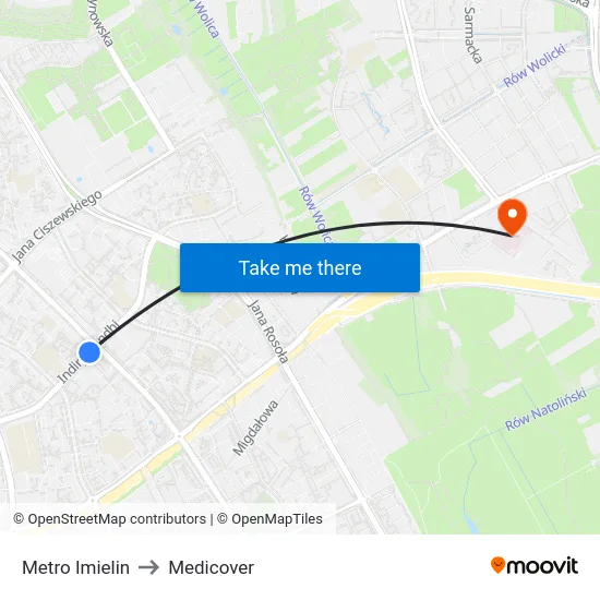 Metro Imielin to Medicover map