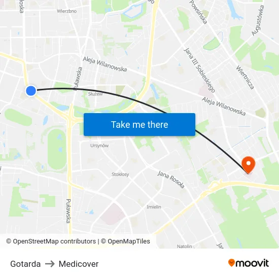 Gotarda to Medicover map