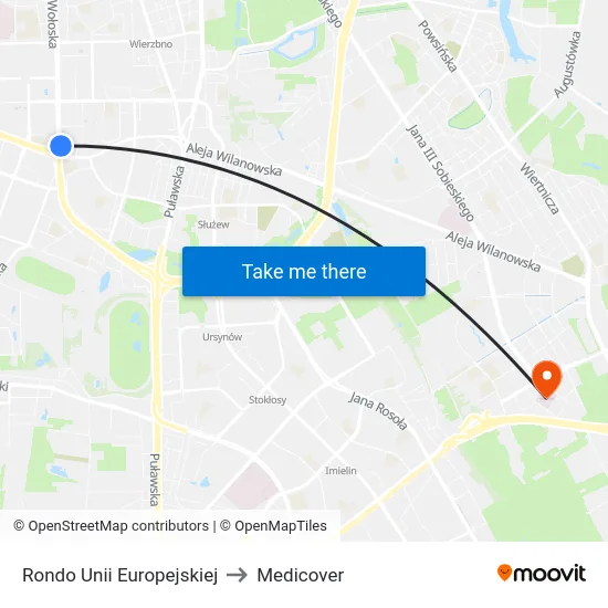 Rondo Unii Europejskiej to Medicover map